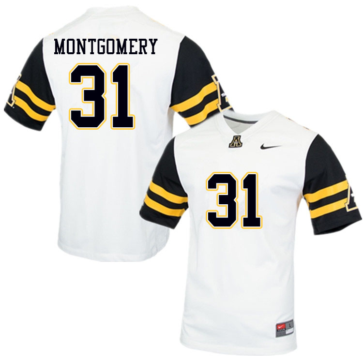 Men #31 Gabe Montgomery Appalachian State Mountaineers College Football Jerseys Sale-White - Click Image to Close